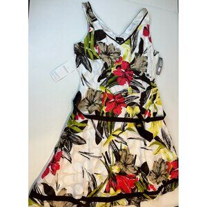 Tahari Arthur Levine Woman's Multicolored Belted Tank Top Dress Size 22W